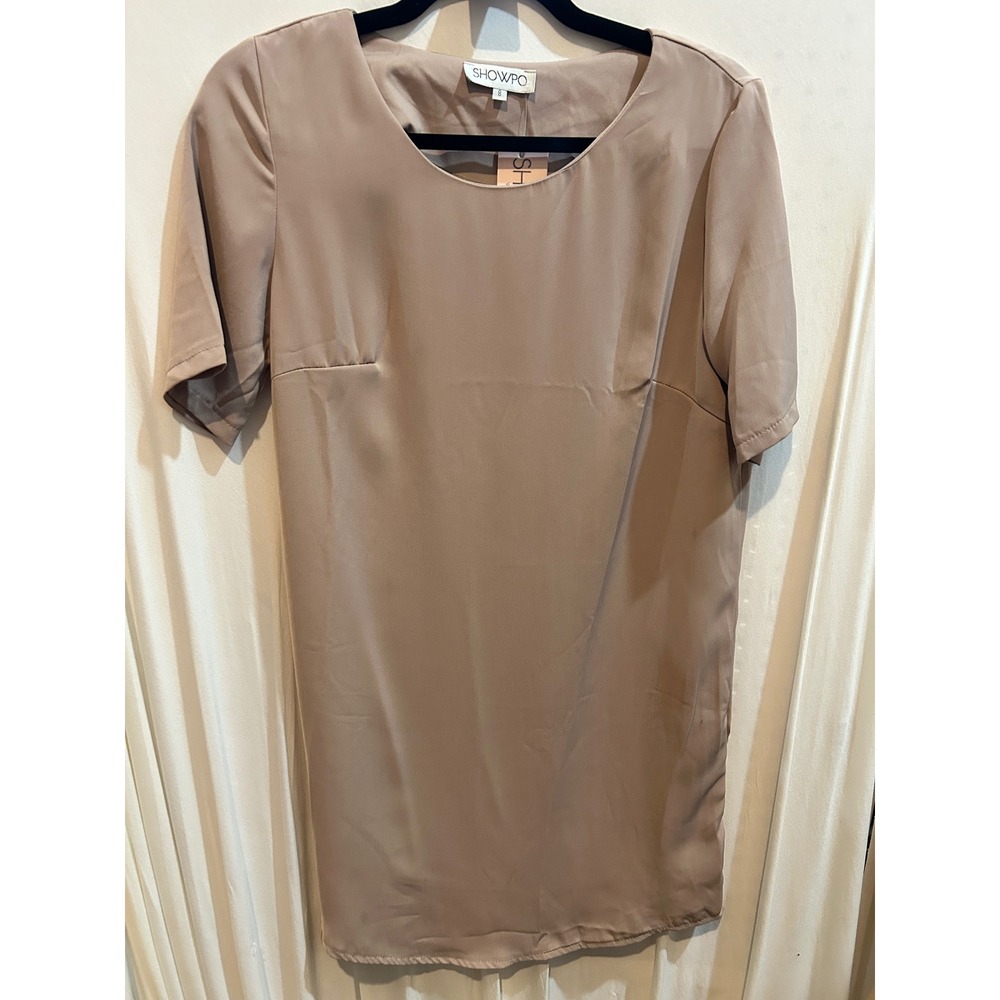 Showpo‎ Dress Size 8 Tan Short Sleeve Above Knee Career Casual